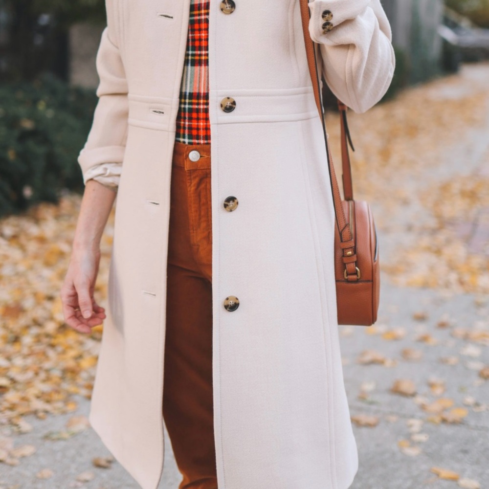 J. Crew Brown Lady day Coat with Blue Lining - Picture 2 of 8